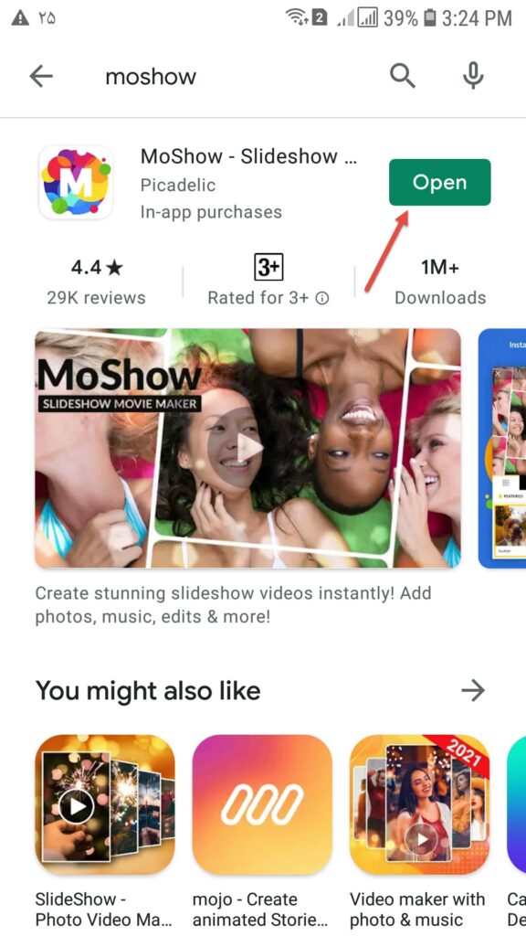 نصب اپلیکیشن Moshow - ساخت تیزر تبلیغاتی