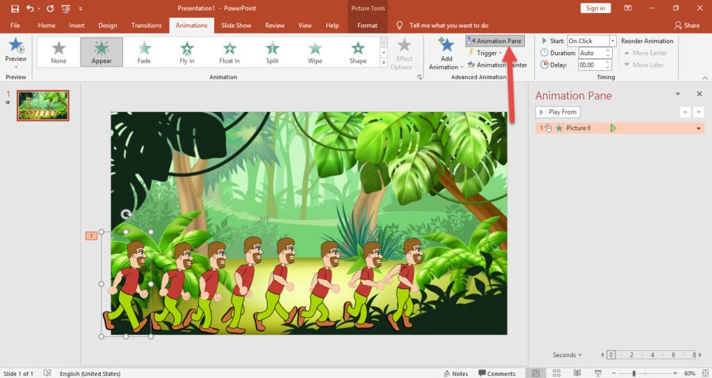 انتخاب منوی Animation Pane انتخاب منوی Animation Pane